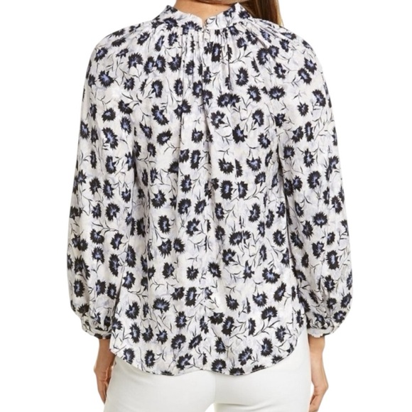 Rebecca Taylor Silk Thistle Fleur Long Sleeve Keyhole Blouse - Picture 11 of 14